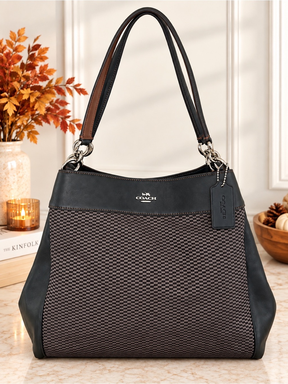 Coach Lexy Legacy Jacquard & Leather Shoulder Bag F57540